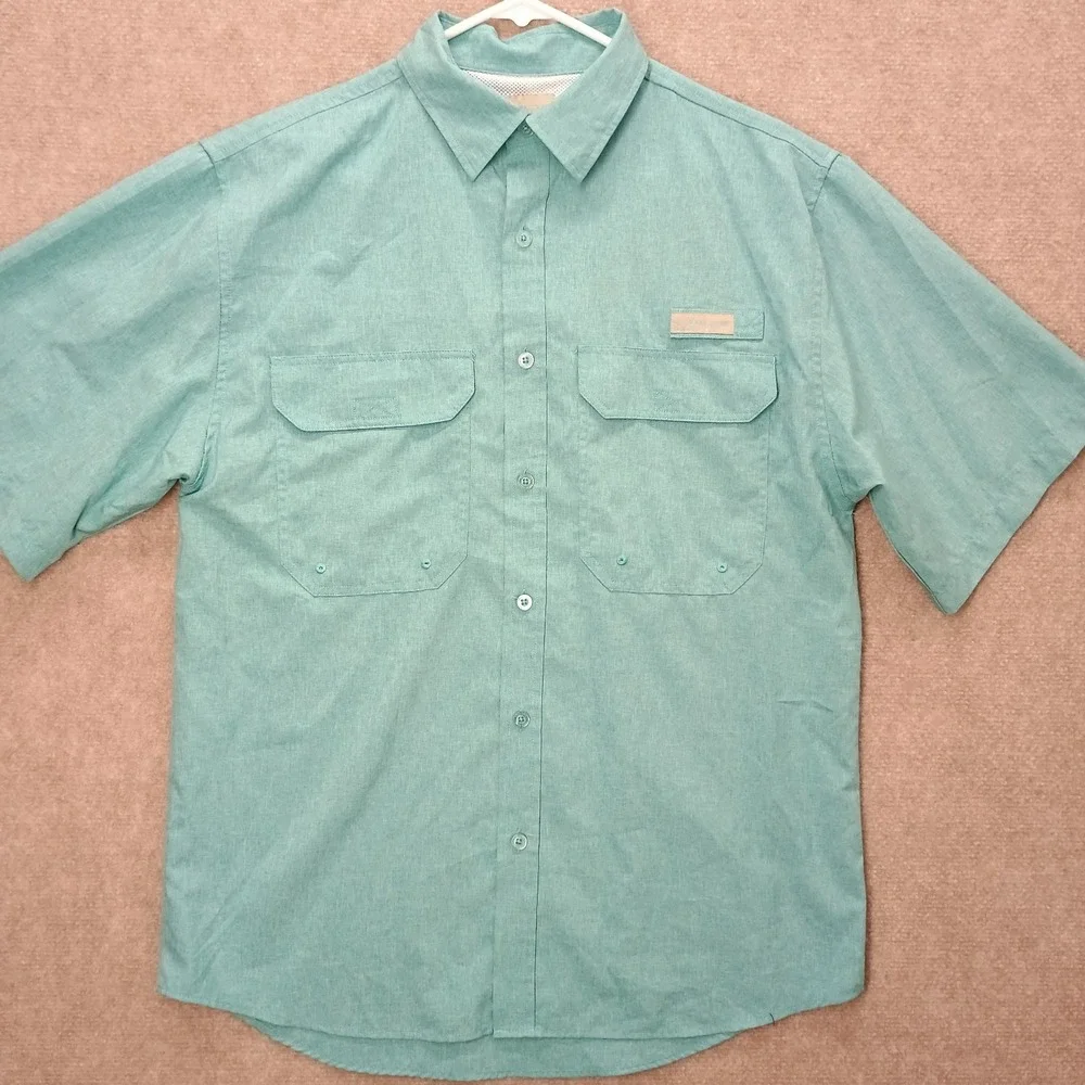 REALTREE Vented Fishing Shirt Mens‎ MEDIUM Blue Short Sleeve Button Collar Shirt